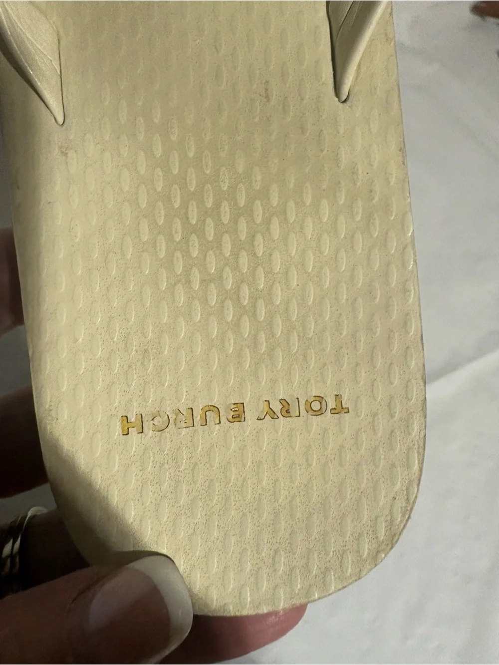 Tory Burch Cream Logo Thong Sandals